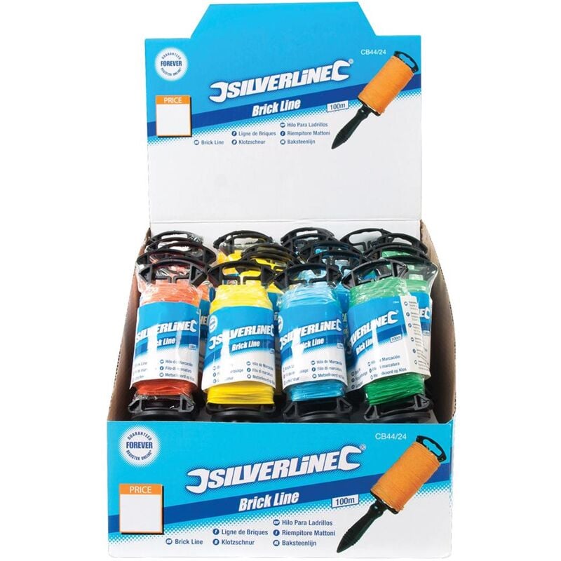 Cordeaux de maçon, présentoir 24 pcs 100 m