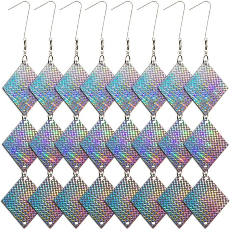 Sunxury - 24 disques anti-oiseaux réfléchissants holographiques pour pics et pigeons, dissuasion d'oiseaux, éloignez les oiseaux, 24 disques en forme