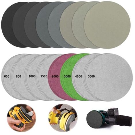 24 Disques de Ponçage 125 mm Grain 600 à 5000 – Papier Abrasif Sec ou Humide pour Métal, Bois, Meubles et Carrosserie Auto
