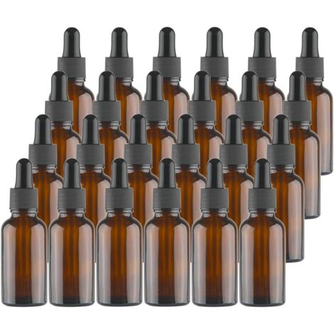 24 flaconi in vetro ambrato con pipette contagocce per oli essenziali, profumi, aromaterapia, prodotti chimici da laboratorio - 30 ml