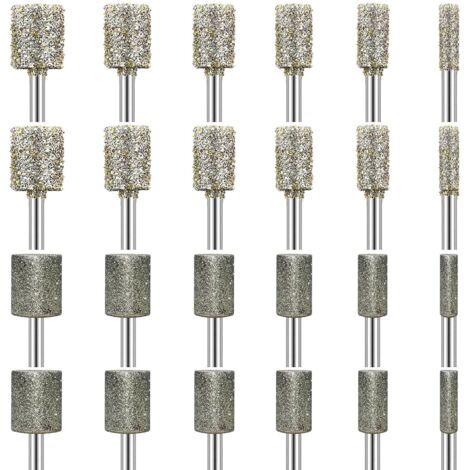 24 fresas de diamante, brocas de diamante, grano 116, grano 50, accesorios para herramientas rotativas con vástago de 3 mm para vidrio, piedras preciosas, jade, pulido de detalles y grabado.