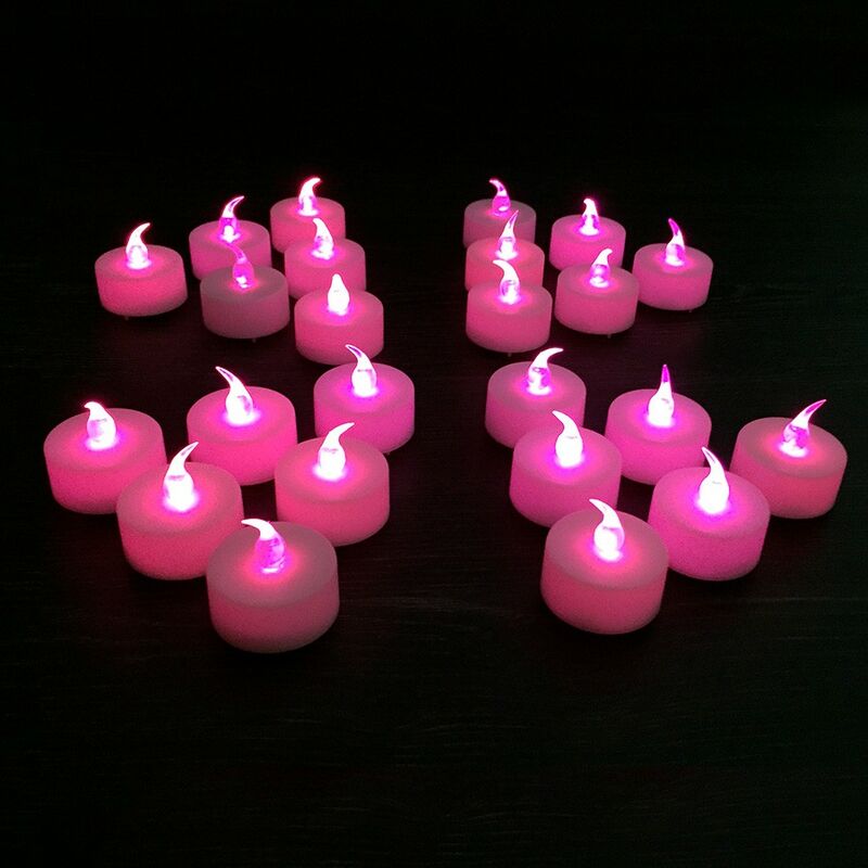 

24 Fushia Led Candles efecto de llama rosa