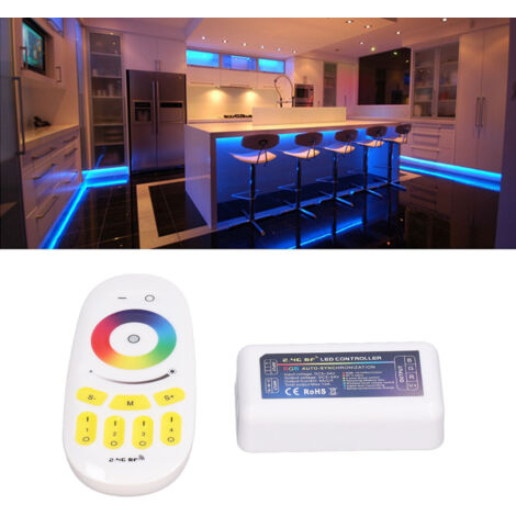2,4-GHz-LED-Fernbedienung für 4 Gruppen von RGB-LED-Streifen, DC 5–24 V, kompatibel mit Milight Touch, Soft-Ring-Funktion, 16 Millionen Farben, Mehrfachsynchronisation