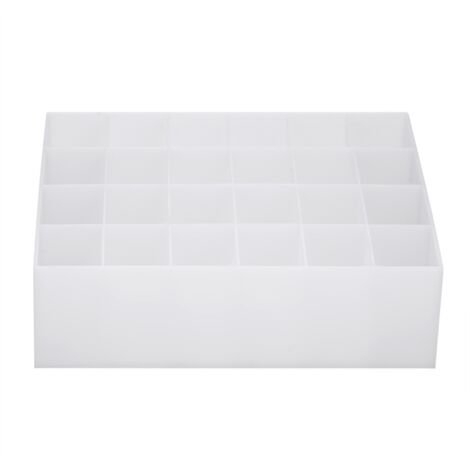 24 Grids Lipstick Holder Display Stand Cosmetic Organizer Makeup Storage Box (White)