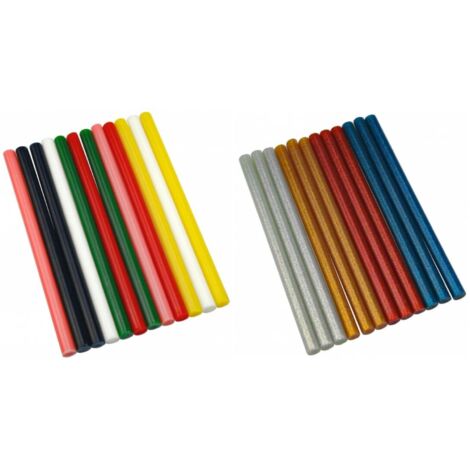 24 Heißklebesticks 11,2mm x 200mm Klebesticks farbig bunt Glitzer
