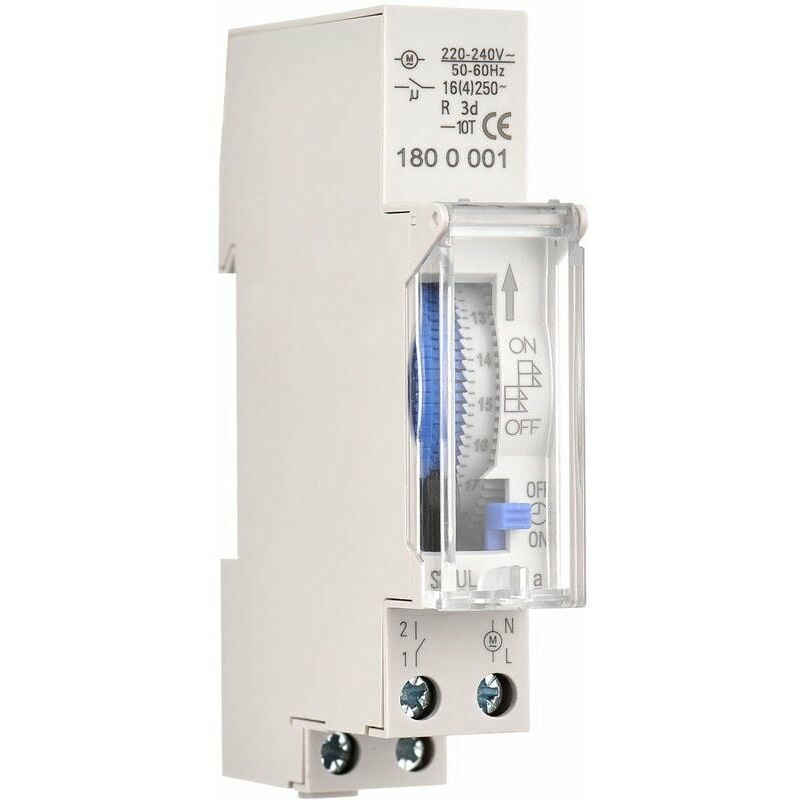 Boed - 24 Hour Mechanical Timer 15 Minute Minimum Timer Rail Mount Built-in Battery, SUL180a AC220-240V Gray - SUL180a AC220-240V Gray