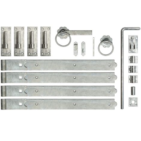24 Inch Double Gate Fittings Set Hook & Band Hinge, Latch, Drop Bolt - Galvanised