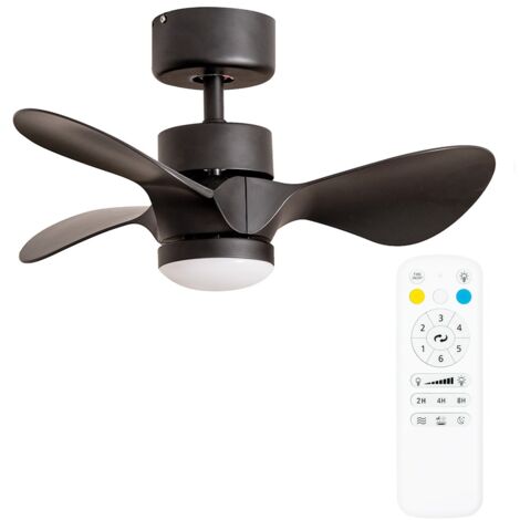 VALUELIGHTS 24 Inch Integrated LED Ceiling Fan with Remote Control, 3 Blades, Timer and 6 Speed Functions - Black