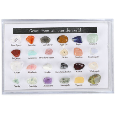 24 Kinds Crystal Gemstones Chakra Stone Healing Crystal Stone Kit with Box for Collector