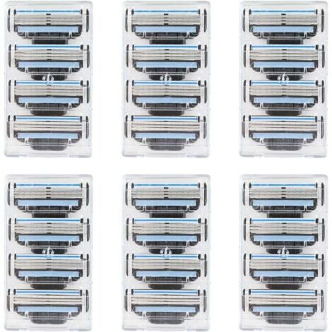 24 lames de rasoir, recharges compatibles avec le manche Mach 3, triple lame, conception anti-obstruction, bandes lubrifiantes douces, idéal pour les peaux sensibles