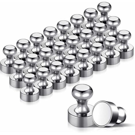 24 magneti in metalloPotenti magneti da frigorifero in acciaio inossidabile da 12x16 mm per bacheche, frigoriferi, ecc. - con scatola di immagazzinaggio