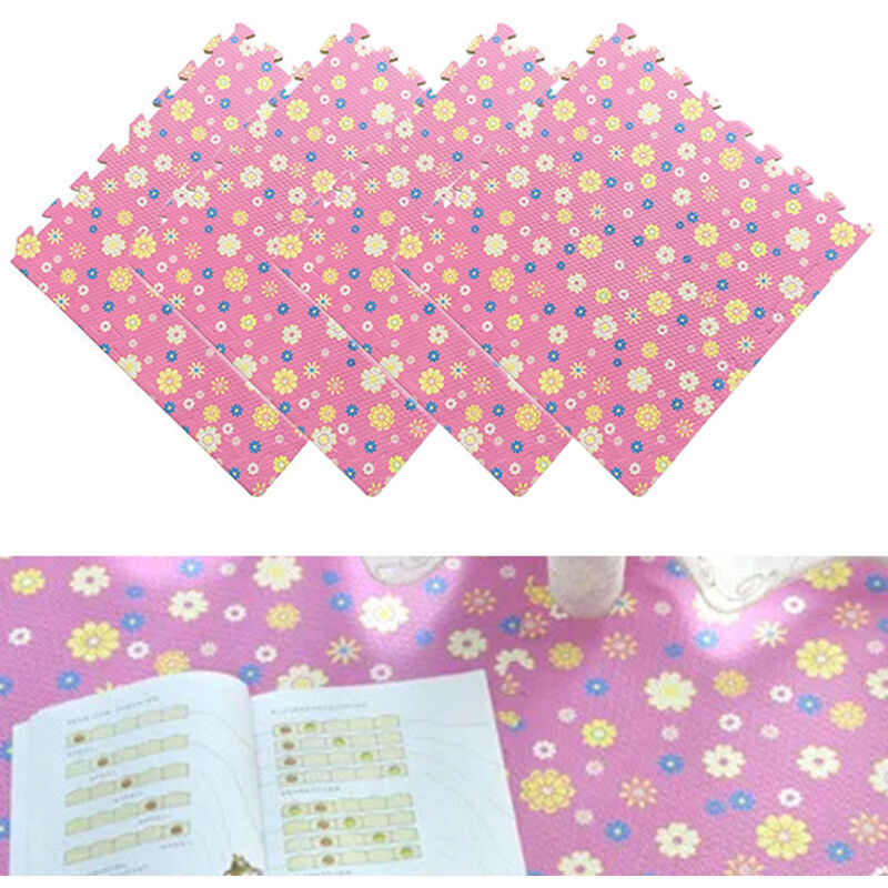 24 Modular Mats – Soft EVA Foam 30 x 30 cm – Pink Floral Design – Shock Absorbers – for Garage/Bedroom