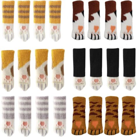 24 niedliche Stuhlsocken, Katzenpfoten, Stuhlbeinbezüge, kratzfest, geräuscharm, Bodenschoner, 24 Stück (6 Sets)