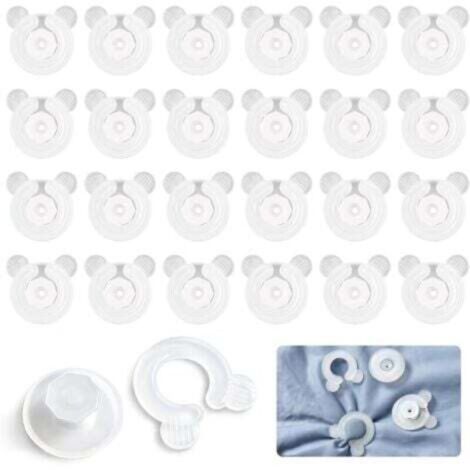 24 Paar Bettbezugclips, 3,7 x 3,7 cm, nadelfrei, aus Kunststoff, zum Einrasten, leichte Bettbezugclips für dünne Bettdecken und Vorhänge