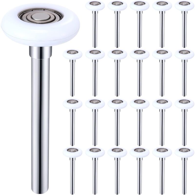 Ikodm - 24 Pack 2' White Nylon Garage Door Rollers Durable for 2' Garage Door, 4.7' Stem, Quiet, High Load, 6200ZZ, Double Seals, Door Wheels