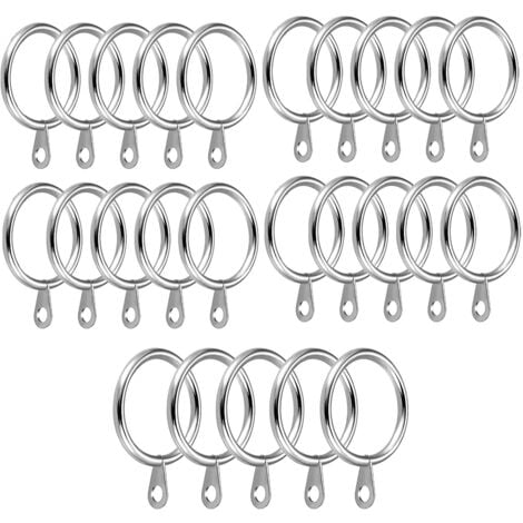 24 Pack Metal Curtain Rings, 30mm Internal Diameter Eyelets for Poles, Rods and Drapery, Silver