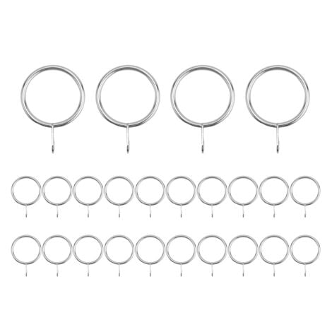 24 Pack Metal Curtain Rings, 30mm Internal Diameter Eyelets for Poles, Rods and Drapery, Silver