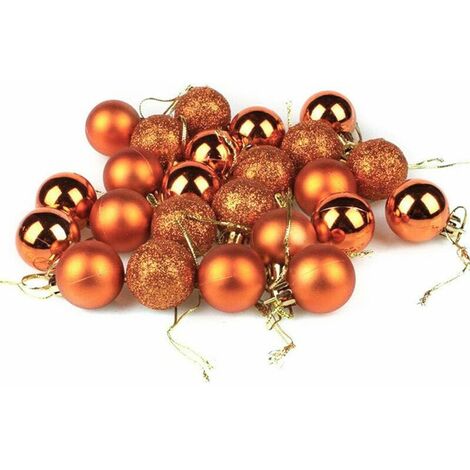 24 Pack Multicolor Christmas Baubles for Christmas Tree Decoration for Wedding Party Decoration, with Hanging Hole and Short Line, Diameter 30mm (1.18) (Copper)