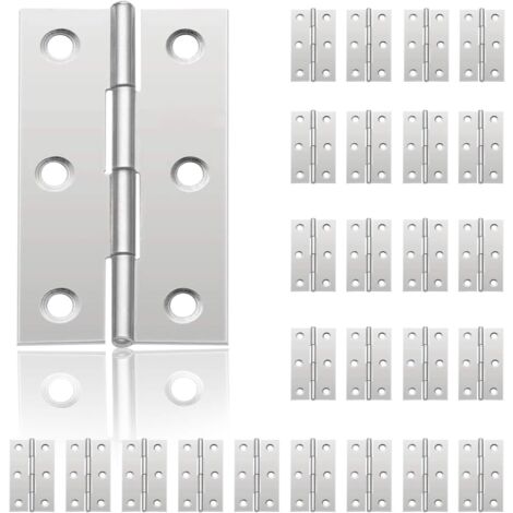 24 Pack Small Hinges for Doors, Stainless Steel Hinges, DIY Door Hinges for Cupboard Door  Jewelery boxes  Home Furniture Hardware Cabinet (44mm32mm)