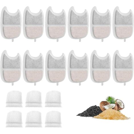 24 Packs Fontaine à Fleur Filtres pour Chat, Filtre à Charbon 12 pièces et Une éponge en Mousse 12 pièces pour pour Chat 4l avec détecteur de Mouvement YPD-C004 avec la résine et Charbon Actif