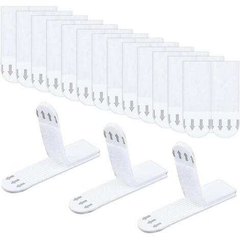 24 paires (48 bandes) de crochets pour tableaux sans clous, crochets robustes avec velcro amovible, pour cadres et décorations murales (16 x 46 mm)-AquaForge
