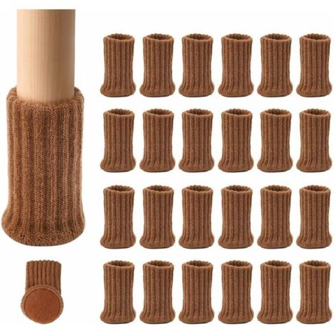 24 Paires de Chaussettes de Meubles en Tricot Antidérapantes pour Pieds de Chaises, pour éviter Les Rayures et réduire Le Bruit, Se déplacer Facilement, Brown