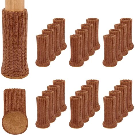24 Paires de Chaussettes de Meubles en Tricot Antidérapantes pour Pieds de Chaises,Pour Eviter Les Rayures et Réduire Le Bruit,Se Déplacer Facilement -Brun