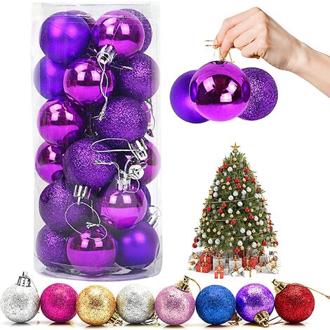ornamenti inclusi Palline di Natale viola lavanda 80 mm infrangibili decorazioni per albero di Natale per feste di Natale matrimoni 