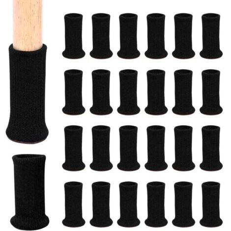 24 pares (negros) de calcetines de punto antideslizantes para patas de sillas, evitan arañazos y reducen el ruido, se mueven fácilmente.