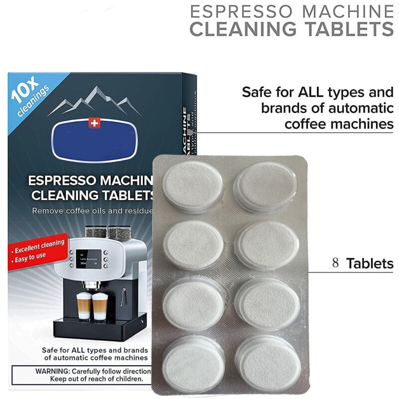 24 pastilles de nettoyage pour machine à café , Élimine rapidement et efficacement la saleté résiduelle de la machine à café et maintient la machine