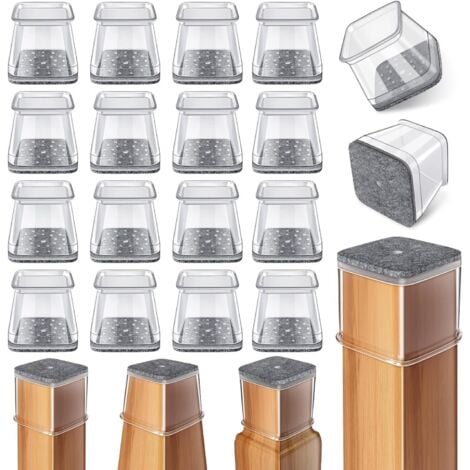 GROOFOO 24 Pcs Chair Leg Floor Protectors Square, Silicone Felt Furniture Leg Pads Caps Covers for Hardwood Floors (Fit:3/4" to 1")