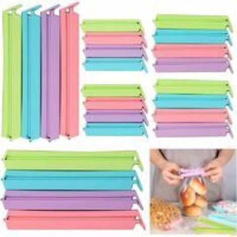 24 Pcs Clip Fermeture Sachet Alimentaire, Clip d'Etanchéité Sachet Réutilisables Plastique Clips de Scellement Bâtons pour la Cuisine/la Maison/Sceller Bonbons Snack (3 Tailles)