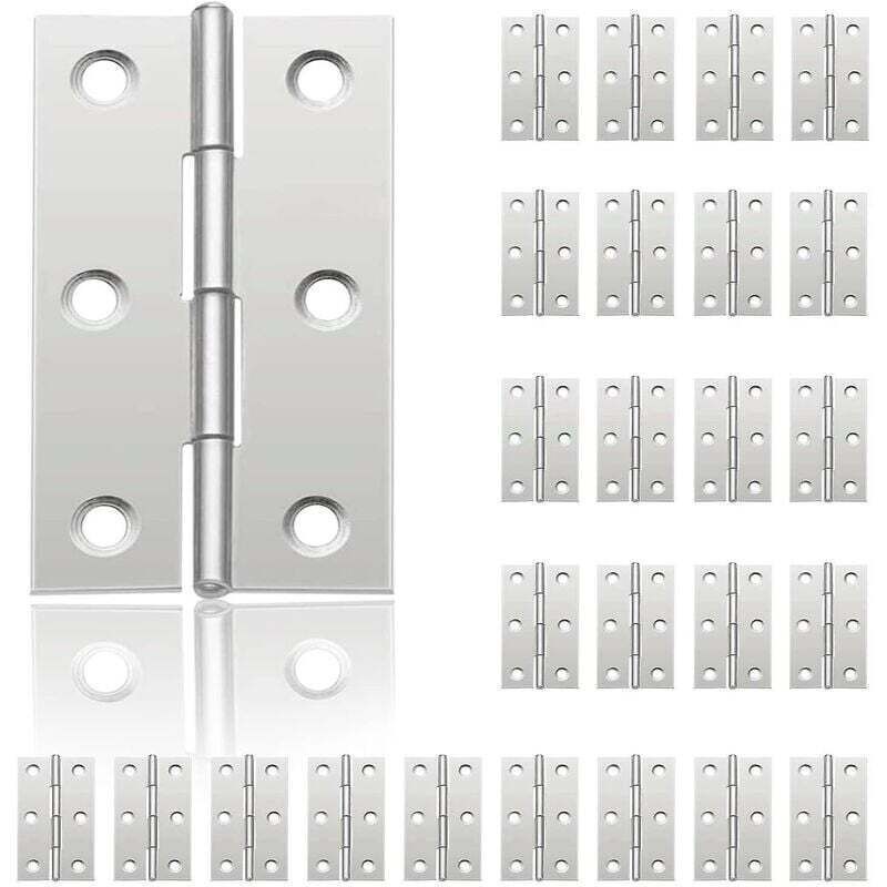 24 Pcs Small Door Hinges, Stainless Steel Hinges, DIY Door Hinges for Cabinet Doors, Piano Hinges, Jewelry Boxes, Home Furniture Hardware, Wardrobe
