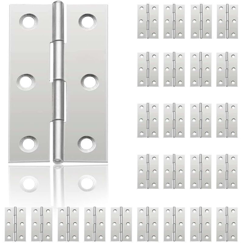 24 Pcs Small Door Hinges, Stainless Steel Hinges, DIY Door Hinges for Cabinet Doors, Piano Hinges, Jewelry Boxes, Home Furniture Hardware, Wardrobe