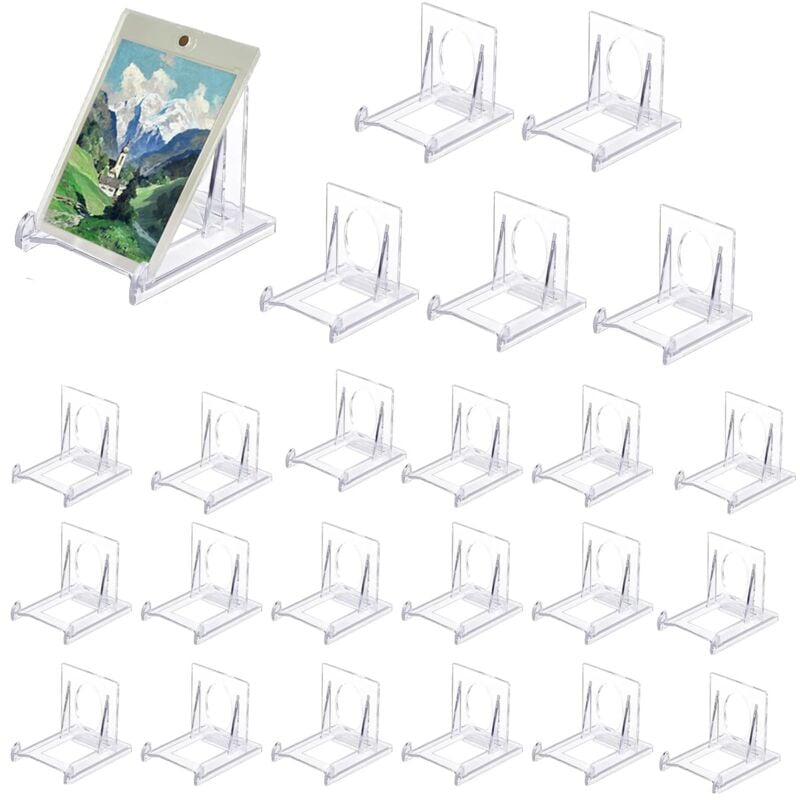 24 PCS Support de Présentation Réglable Transparent Supports de Plaque Affichage en Plastique Chevalets Transparents Présentoir de Livre pour Menu,