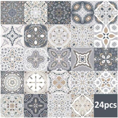 24 pegatinas autoadhesivas para azulejos de pared, para cocina, sala de estar, baño, decoración del hogar (10 x 10 cm)