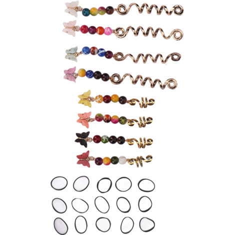 24 pendentifs papillons colorés pour dreadlocks, accessoires de coiffure en alliage pour tresses et nattes