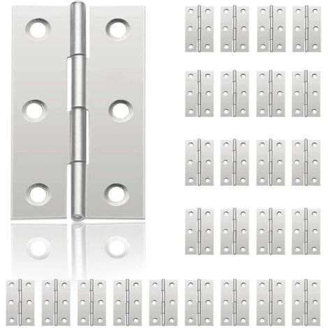 24 petites charnières pour portes, charnière en acier inoxydable, charnières de porte de bricolage pour porte de placard, charnière de piano, boîtes à bijoux, meubles de maison, armoire (44 mm 32 mm)