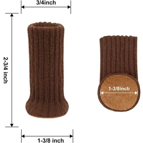 24 pezzi di calze in maglia per gambe di sedie, protezione per gambe di mobili, facilitano il movimento e riducono il rumore, diametro da 2,5 a 5 cm, marrone