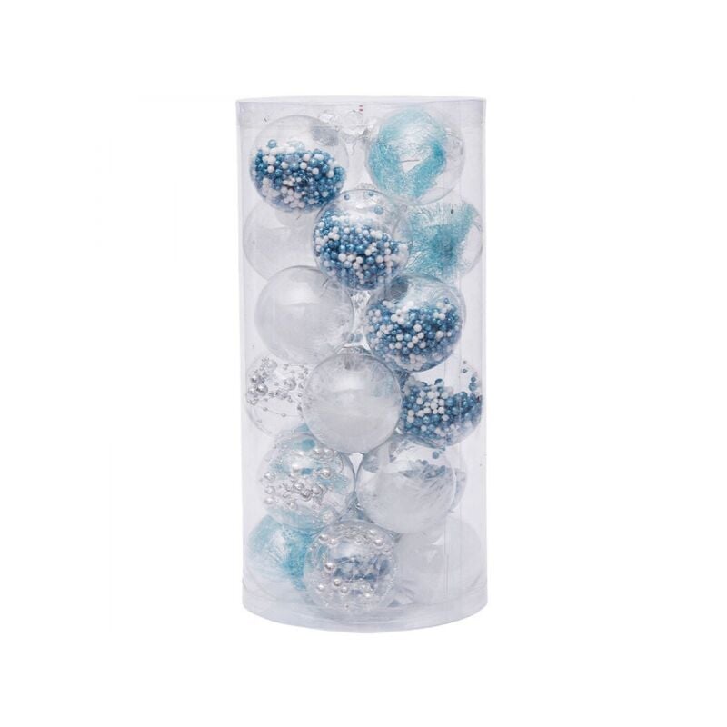 Image of 24 pezzi di palline blu per ornamenti per alberi, decorazioni per alberi infrangibili per decorazioni per feste, 6 cm/2,36"