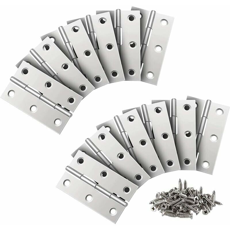 Dazzler - 24 pièces 3 pouces 66x37mm cadeau vis en acier inoxydable petite charnière porte d'armoire pliante à feuilles mobiles,Pour meubles de
