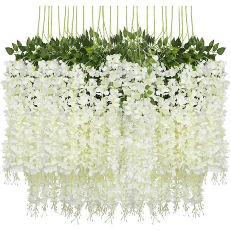 24 Pices Artificielle Fleurs Faux Wisteria Vigne Glycine Artificielles Flowers En Soie Pour La Maison Jardin Partie De Mariage Dcoration