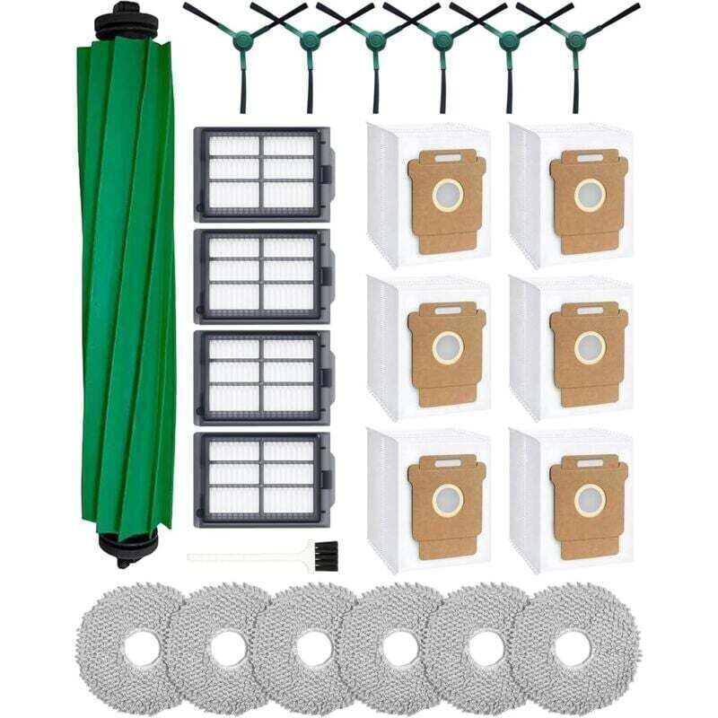 24-piece accessory kit for iRobot Roomba Plus 405 Combo/505 Combo robot vacuum cleaner: 1 main brush, 6 dust bags, 6 cleaning pads, 4 filters, 6 side
