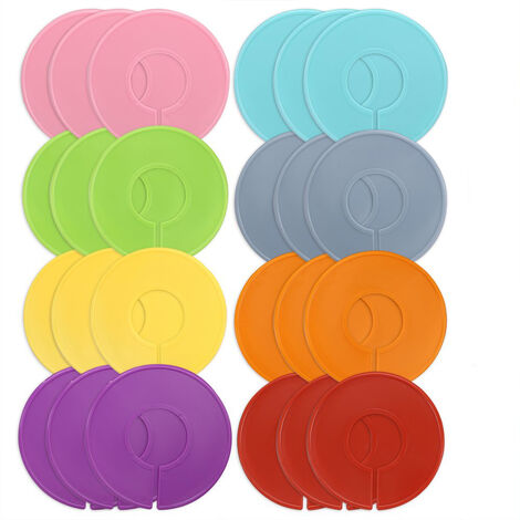 24 pièces 8 couleurs séparateurs de taille de vêtements cintres ronds diviseurs de placard avec marqueur