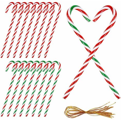24 pièces arbre de noël canne en bonbon vert rouge blanc torsadé décorations de canne en bonbon de noël pour la fête de noël avec des cordes
