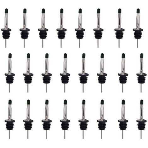 24 pièces Becs Verseurs Inox Design Conique avec Bouchon Noir, Protection Anti-Rouille pour Bars et Cocktails