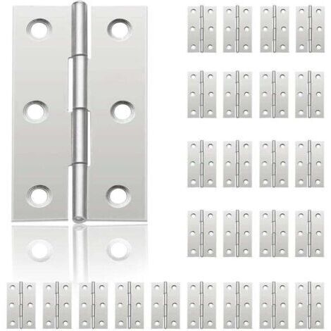24 Pièces Charnières Inoxydables pour Portes Placard DIY Meubles Armoire Boîte à Bijoux