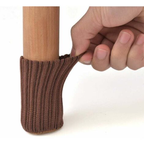 24 pièces chaussettes antidérapantes pour pieds de chaise, évitent les rayures et réduisent le bruit, (marron) 74 cm