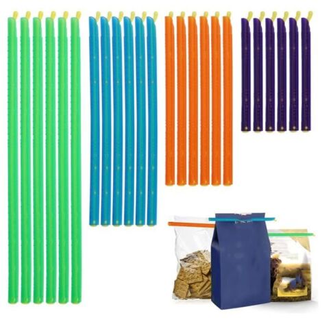 24 Pièces Clip Fermeture Sachet Alimentaire, Baguette Fermeture Sachet, Ferme Pince Sachet Alimentaire, Pince Fermeture Sachet