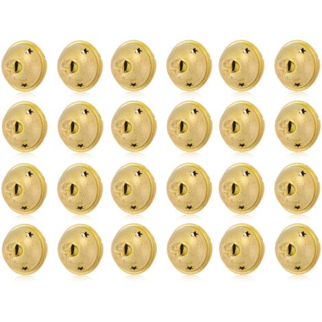 24 pièces Cloches de Noël 40mm en Métal Peint, Clochettes Givrées à Pentagramme pour Décorations de Sapin et Bricolage Festif, Doré